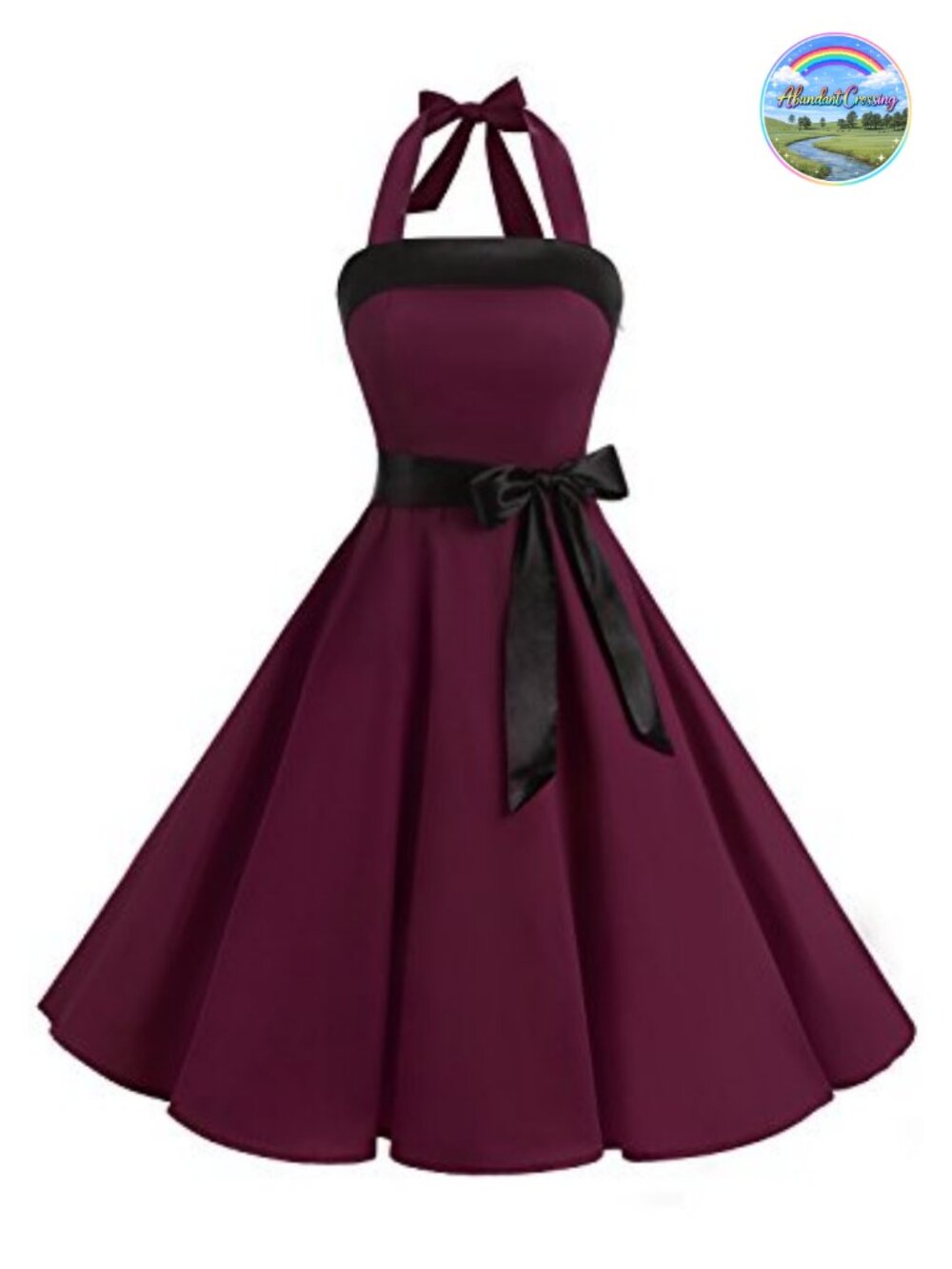 1950s Swing Dress Halter Cocktail Party Frock